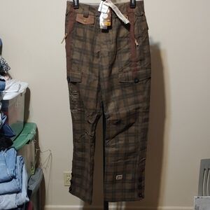 Allyance Women's Cargo Brown Plaid Ski Pants NWT